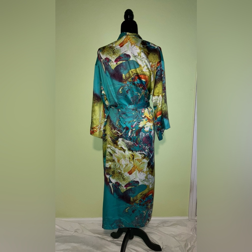 Natori private Luxuries Josie silky tropical spring summer robe kimono lingerie - Picture 5 of 5